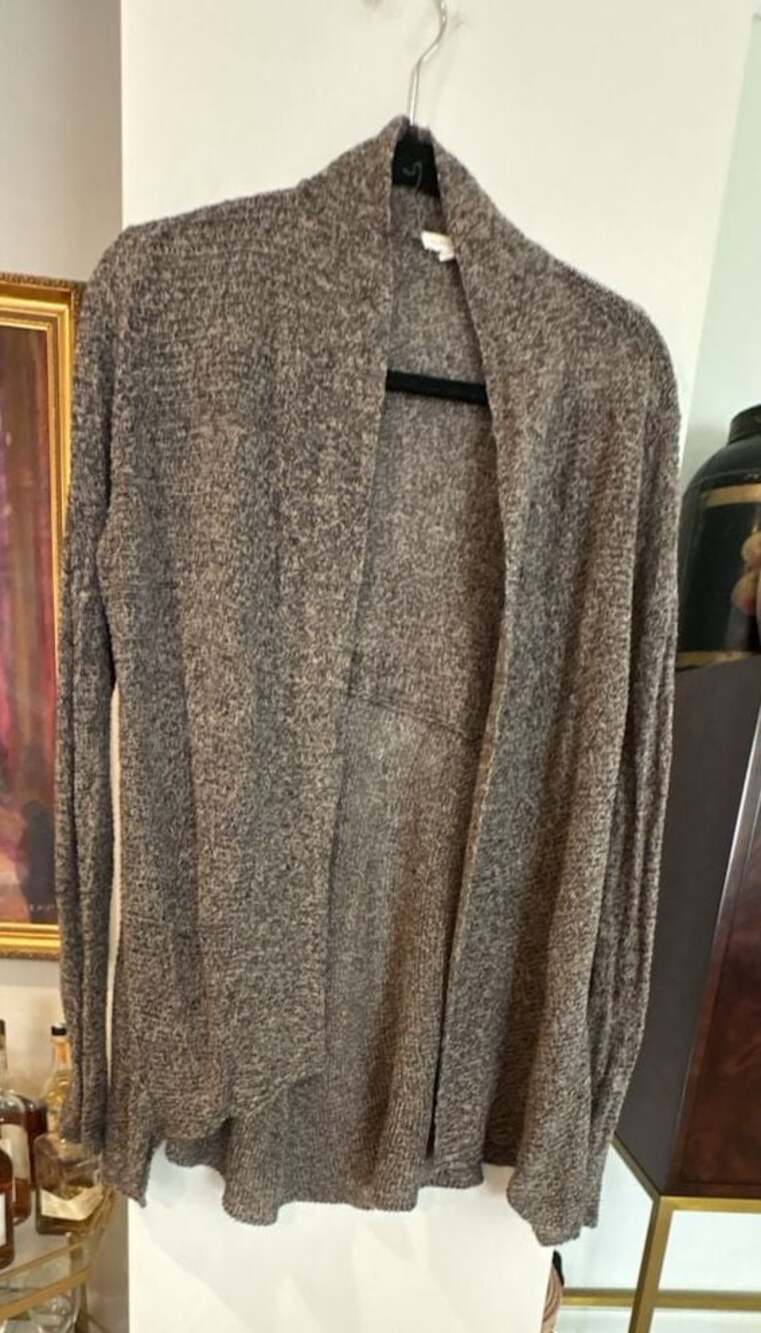 Eileen Fisher Brown Marled Open Front Knit Cardigan Sweater XS